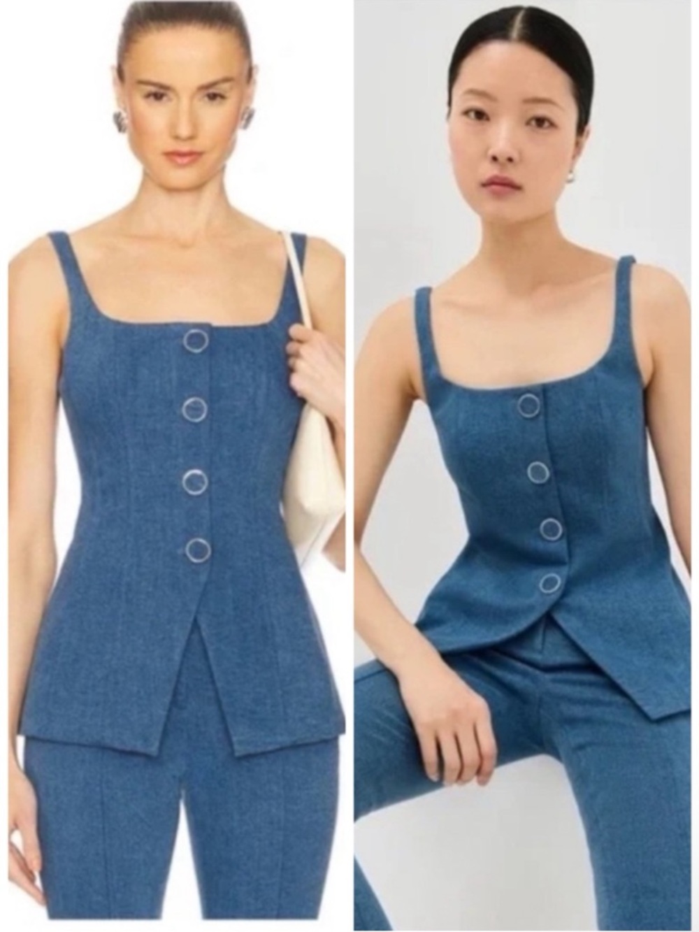 Veronica Beard Denim Liana
Tailored Top in Blue SZ US 2